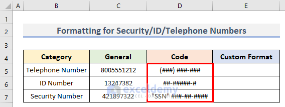 Customize Number Formatting  for Security/ID/Telephone Numbers