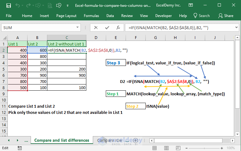 Excel formula to compare two columns and return a value Image 9