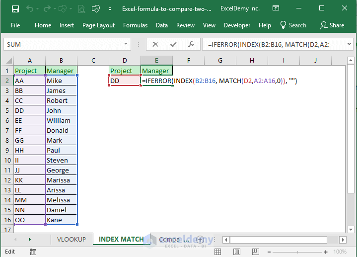 Excel formula to compare two columns and return a value Image 4