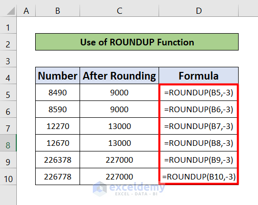 Roundup Function to round to nearest 1000
