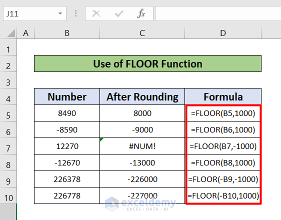 FLOOR Function to round to nearest 1000