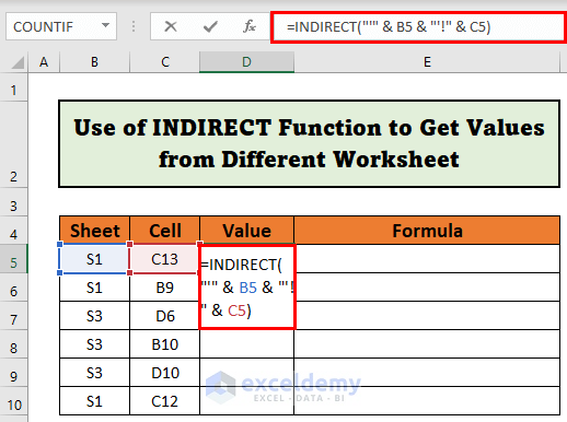 Using INDIRECT function to refer worksheets