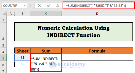 Numeric calculation Using INDIRECT function 