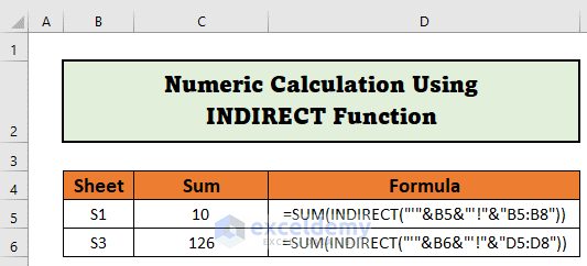 Numeric calculation Using INDIRECT function 
