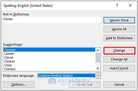 Use Review Tab to Perform a Spelling Check on the Active Worksheet