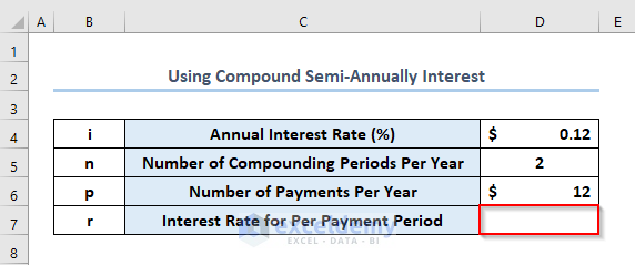 Calculating Periodic Interest Rate When Interest Is Compounded Semi-Annually