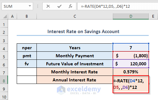 how to calculate periodic interest rate in excel