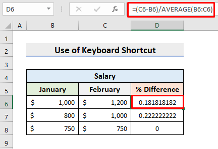 Determine Percentage Difference Between Two Numbers with Keyboard Shortcut