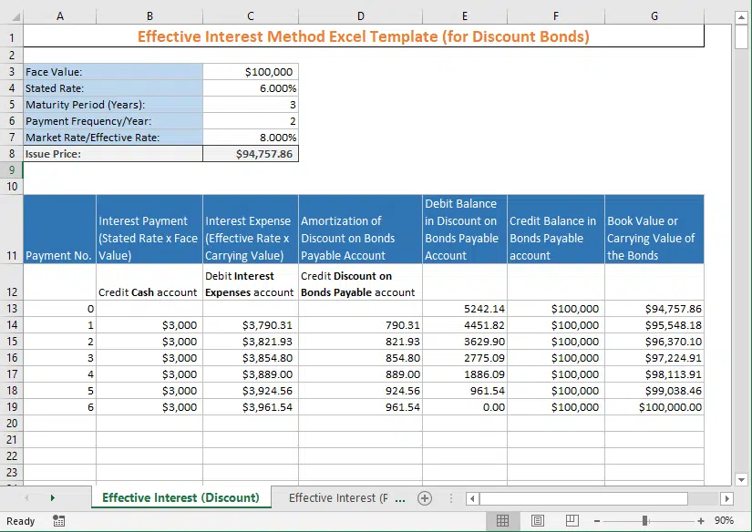 effective interest rate method excel template Image 2