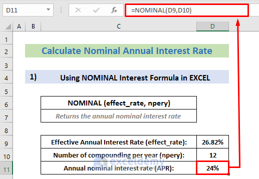 Using Excel NOMINAL () Function