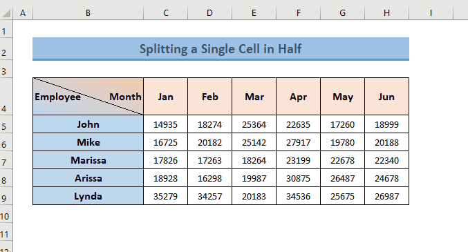 How to Split a Single Cell in Half in Excel