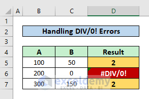 Handling #DIV/0! Error in Excel