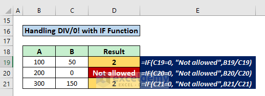 Handling #DIV/0! Error Using IF function