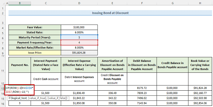 payment number calculation to create effective interest method of amortization calculator