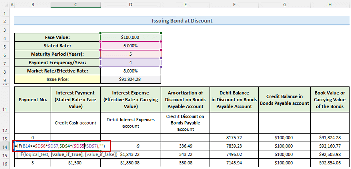 interest payment calculation to create effective interest method of amortization calculator
