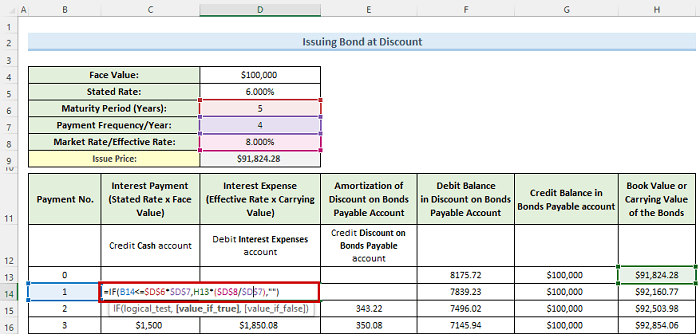 interest expense calculation to create effective interest method of amortization calculator