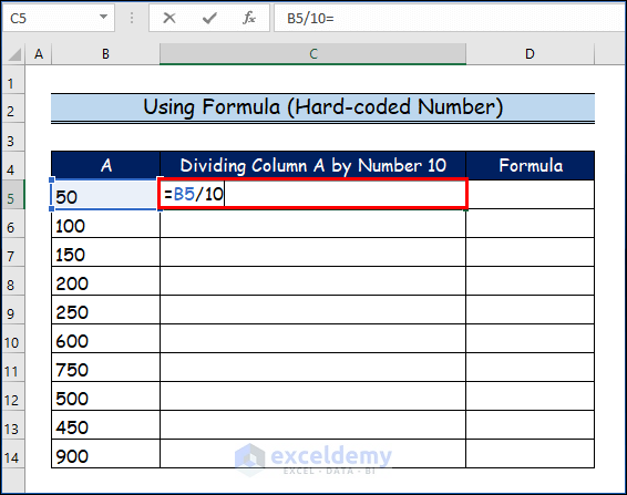 Using Formula to Divide Columns in Excel