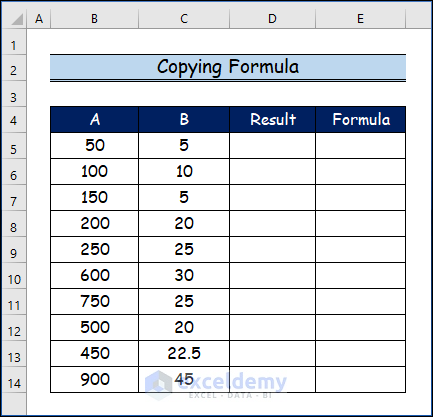 Copying Formula to Divide Columns in Excel