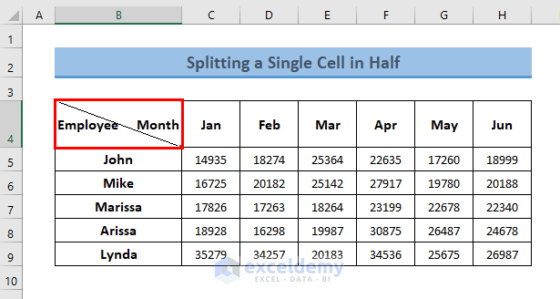 Split a Cell in Half in Excel