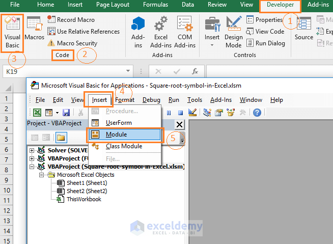 Open the Excel VBA Editor and inserting a new module.