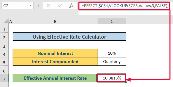 using effective rate calculator to calculate effective interest rate in excel with formula