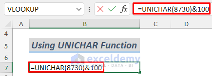 Using Excel UNICHAR Function to Insert Square Symbol