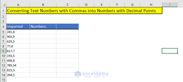 numbers with commas in Excel
