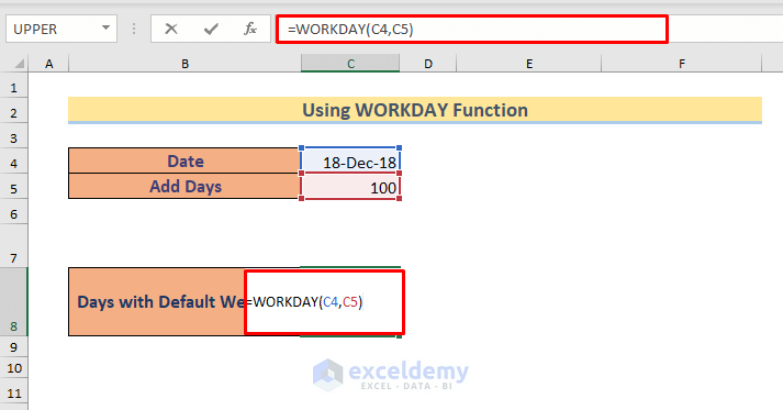 add days to a date in excel excluding weekends