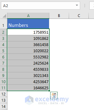 General Formatted Numbers in Excel