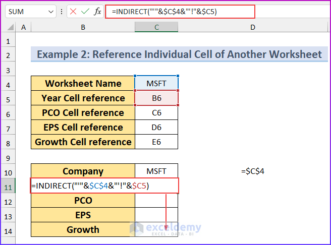 Reference individual cell of another worksheet to Reference Cell in Another Excel Sheet Based on Cell Value