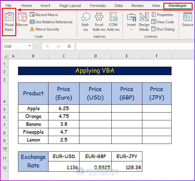Applying VBA to Apply Same Formula to Multiple Cells in Excel