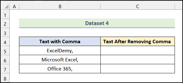 Removing Comma from End of Texts in Excel