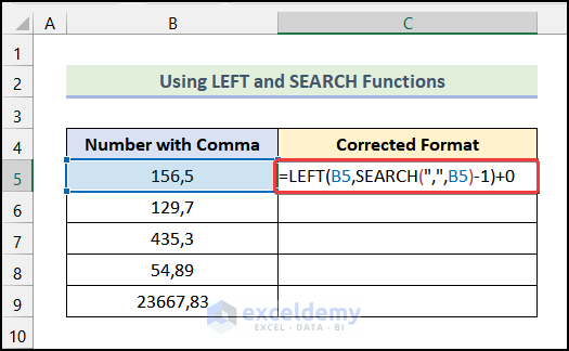 How to Remove Numbers after Comma in Excel