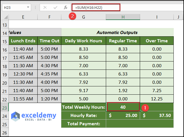 Compute Total Weekly Hours 