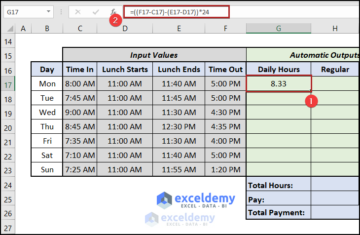 Calculate Daily Working Hours
