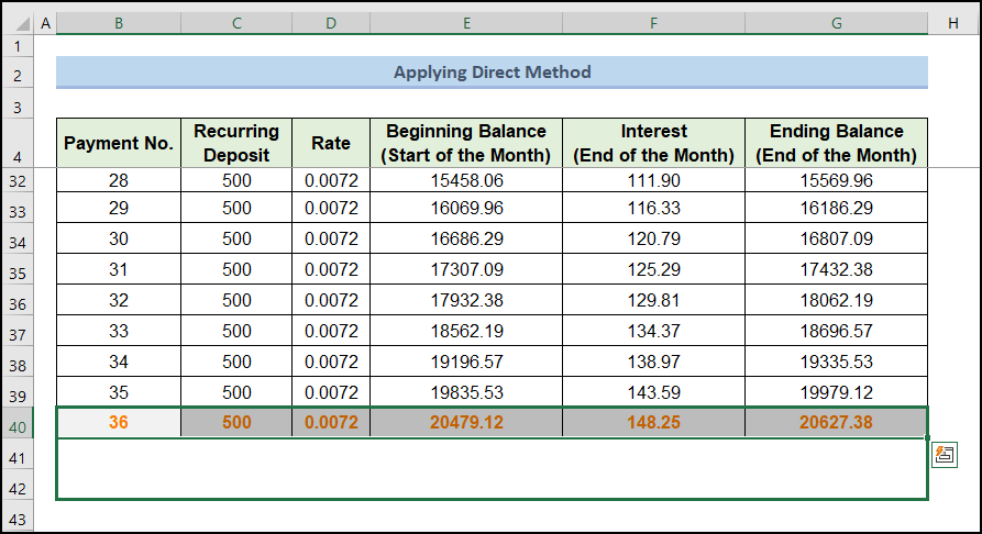 get Compound Interest for Recurring Deposit in Excel