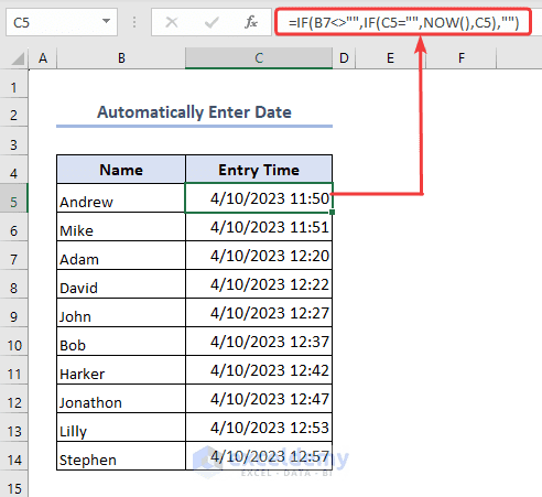 Automatically Enter Date When Data Entered In Excel 2 Ways automatically-enter-date-when-data-entered-in-excel-2-ways