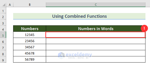 use of combined functions to convert number to words in Excel