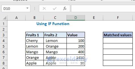 Comparison Using IF Function