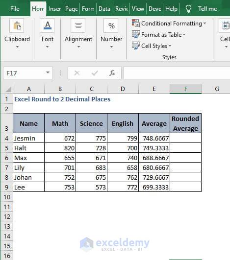 Workbook - Excel Round to 2 Decimal Places