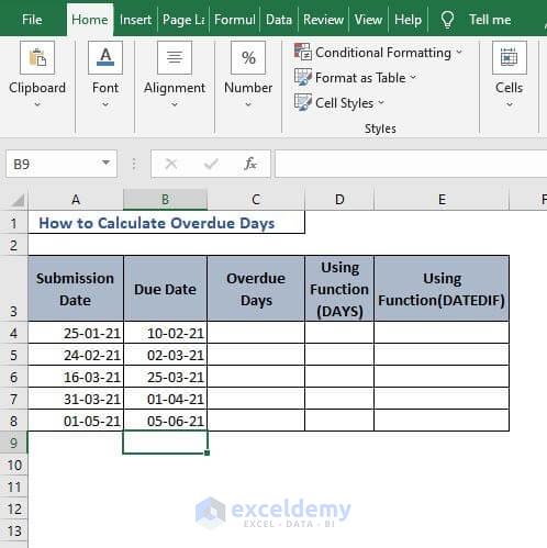 Excel sheet - How to Calculate Overdue days in Excel