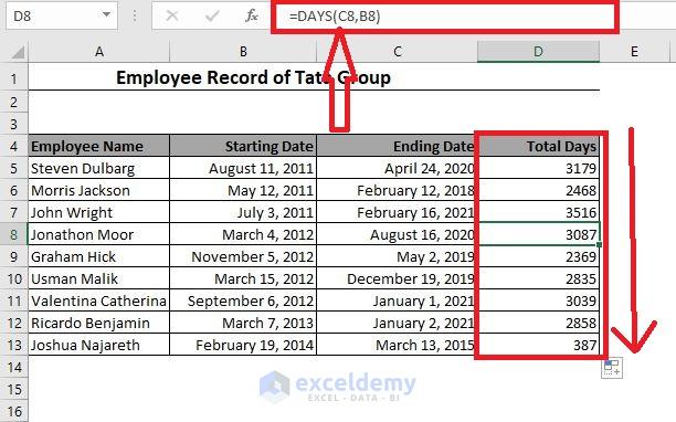 counting days in excel