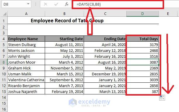Dragging the Fill Handle in Excel