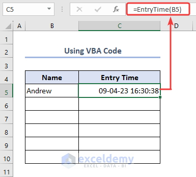 Enter date automatically with custom function made from VBA