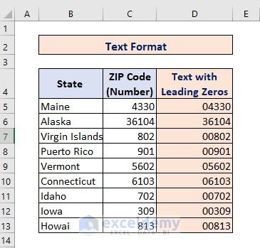 Using Text Format for Converting Number to Text with Leading Zeros