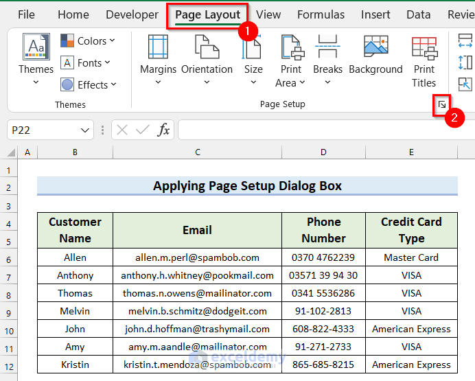 Apply Page Setup Dialog Box to Print Specific Selection of Cells in Excel