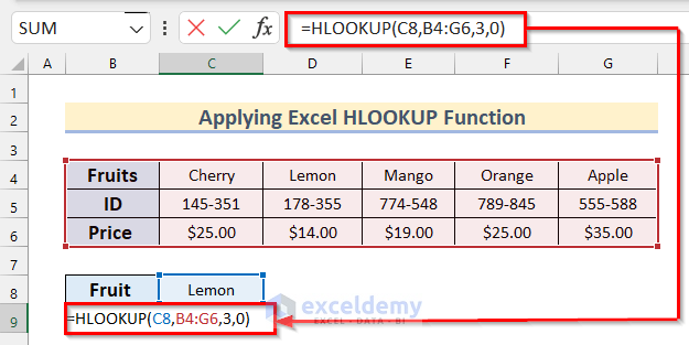 Check If One Cell Equals Another & Then Return Another Cell Applying Excel HLOOKUP Function