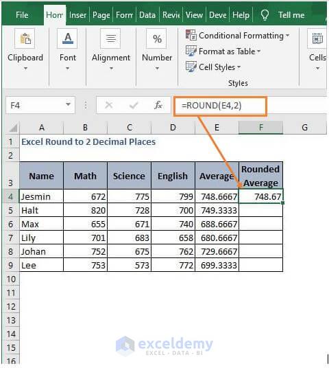 ROUND - Excel Round to 2 Decimal Places