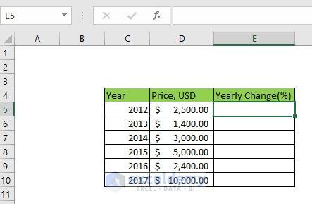 How to calculate percentage changes between rows in Excel
