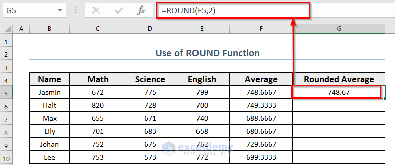 Round to 2 Decimal Places Numbers Using Formula in Excel